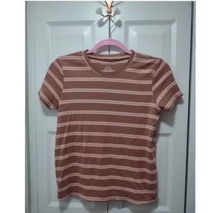 American Eagle Y2K Vintage Brown Striped Tee Small 🤎